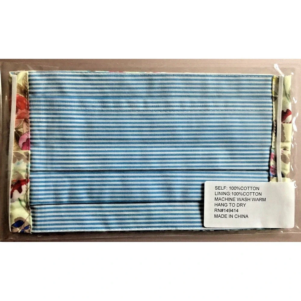 JOHNNY WAS Gorgeous Designer Face Mask Covering Cream Multi Floral Stripes NEW
